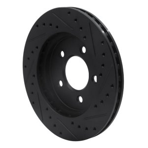 Chrysler Grand Voyager Brake Rotor (1) - Front Left - R1 Concepts - Drilled & Slotted - Black - `91-`02